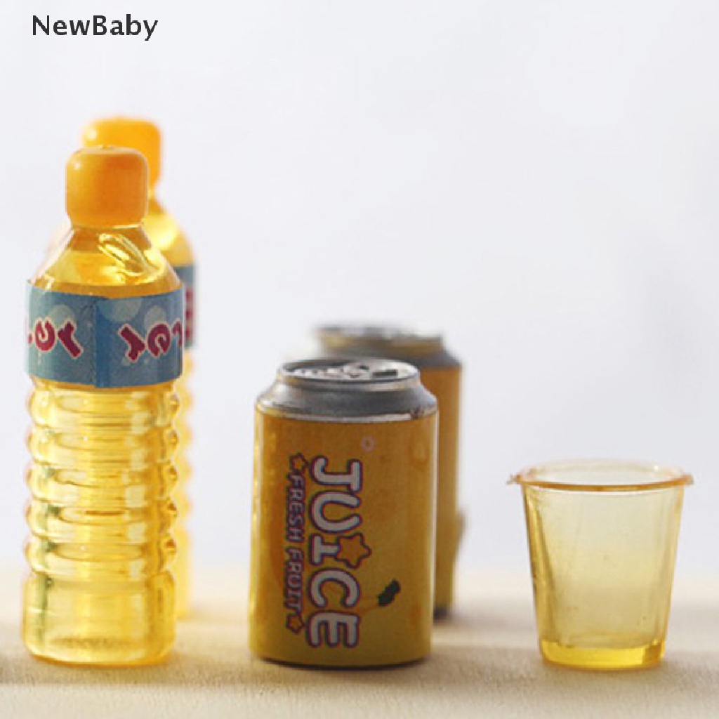 Newbaby 6Pcs / Set Mainan Miniatur Minuman Jus Skala 1: 12 Untuk Aksesoris Dapur Rumah Boneka