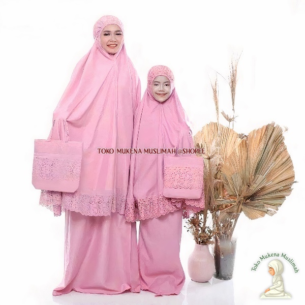 MUKENA MUSLIMAH SEPASANG IBU DAN ANAK TANGGUNG (8-13 TAHUN) PASTELEENA BY SITI KHADIJAH DALANOVA