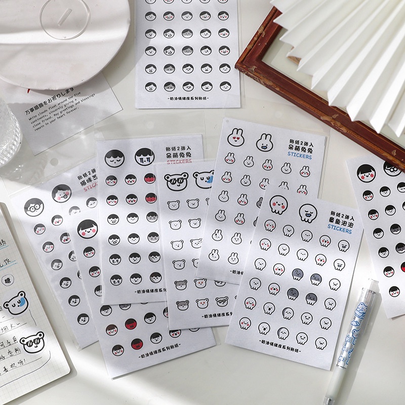 [2Pcs] Face Emoticon Deco Stickers / Stiker Tempel Muka Wajah Emoji Lucu Unik