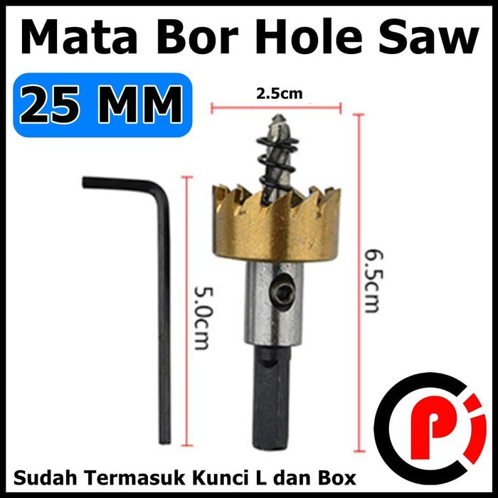 Hole Saw Besi HSS Carbide Tip 25 mm Mata Bor Lubang 25mm