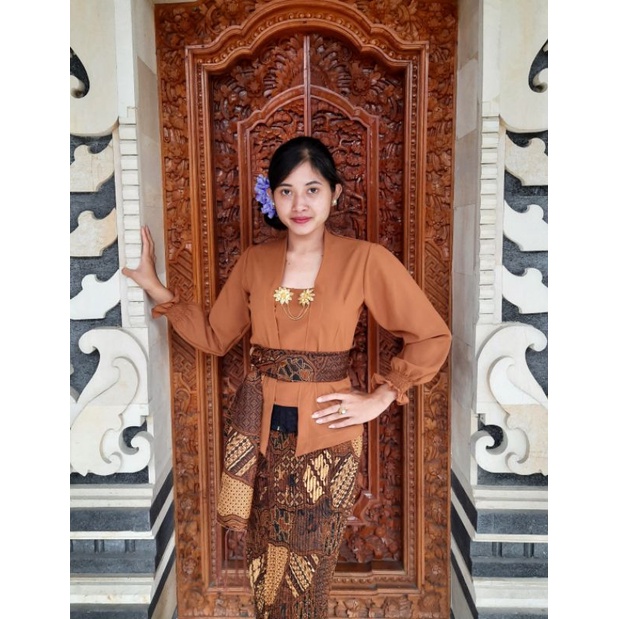 sale Kebaya Bali kebaya jadi motif lengan Aladin-Coklat Camel