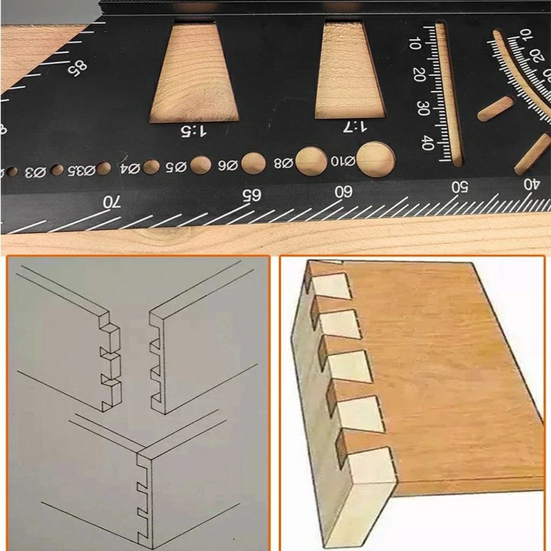 Penggaris Tukang Kombinasi Mark Line Alumimum Measuring Ruler Gauge Framing