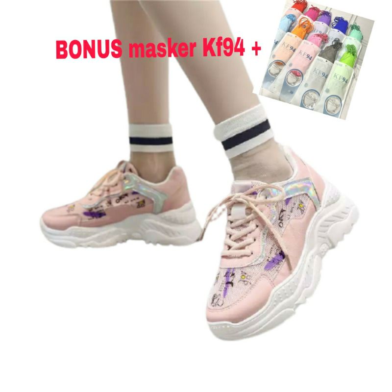 PROMO LEBARAN Sepatu Kets wanita Bonus Masker Kf94 Kets wanita putih Kets wanita hitam Kets wanita import korea HPD500