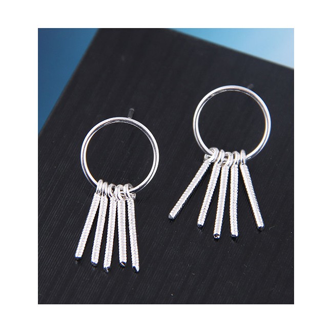 LRC Anting Tusuk Fashion Silver 925 Silver Needle Copper Tassel Earrings A59928