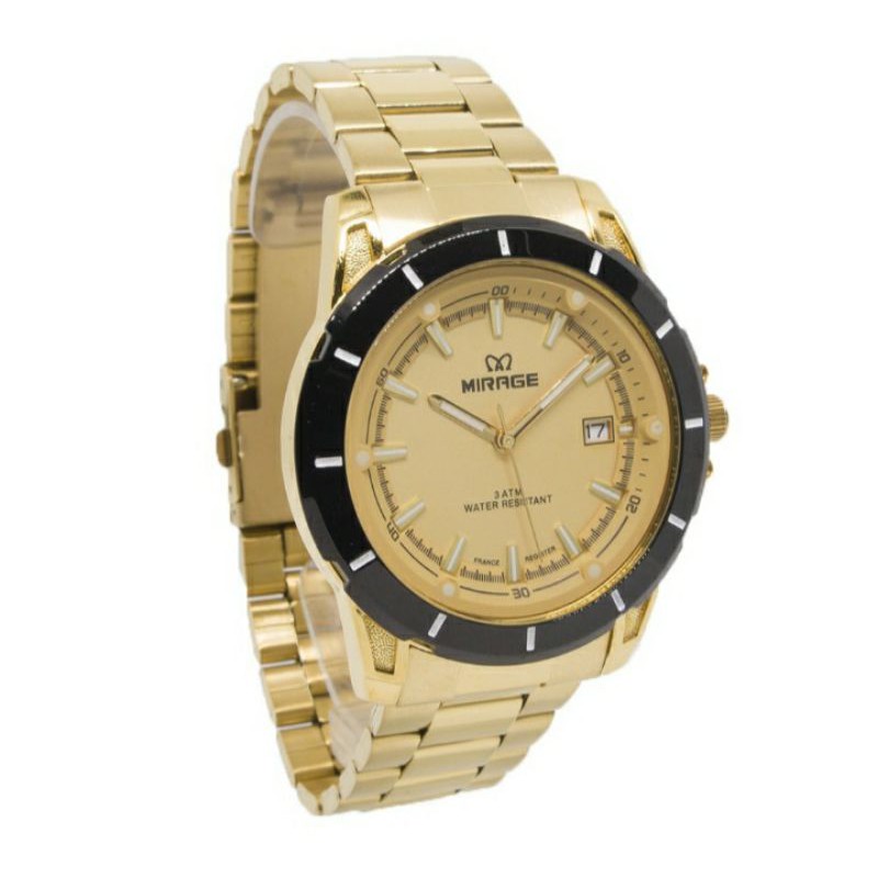 jam tanggan pria;MIRAGE M8713BRP-Lgold~ORIGINAL WATER RESISTANT~TGL~STAINLEES