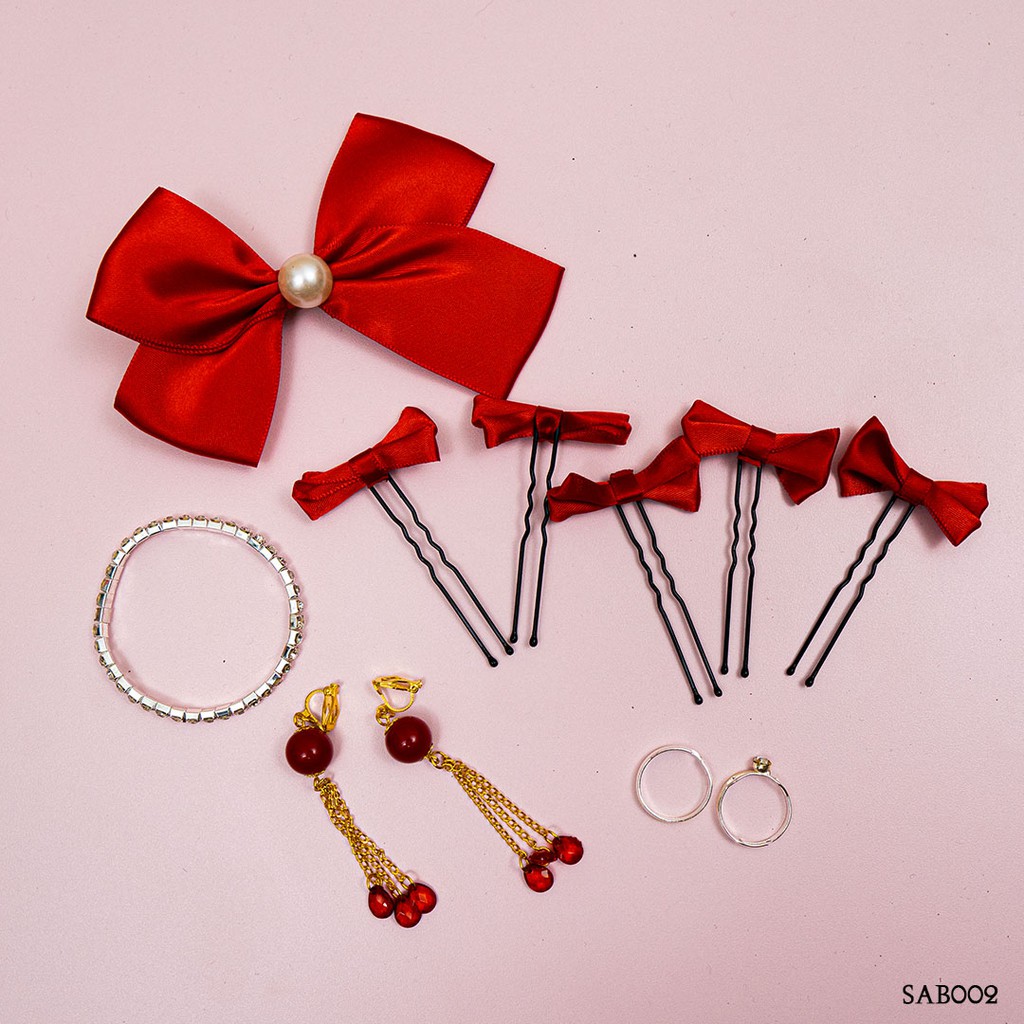 [ORDER NOW] SET HEMAT AKSESORIS PESTA WANITA JEPIT CINCIN GELANG SIMPLE SAB002