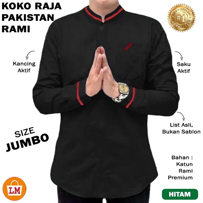 Baju Pria Muslim KOKO RAJA PAKISTAN RAMI Lengan Panjang Size JUMBO Bahan Katun TERKINI TERMURAH TERLARIS LMS 27751 27753 27755 27757 27759