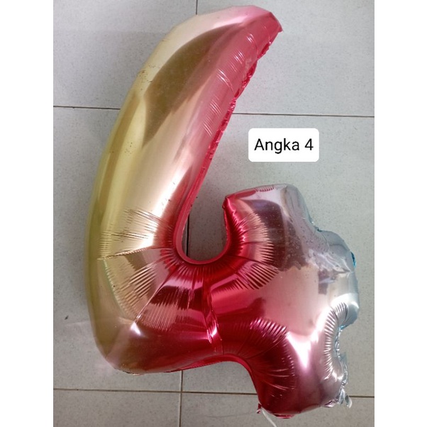 Balon Foil Angka Jumbo Pelangi Ukuran -+80cm tanpa mahkota