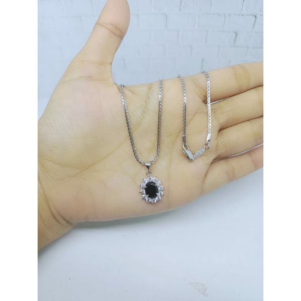 KALUNG PERAK ASLI SILVER 925 LAPIS EMAS/KALUNG ITALI SANTA+LIONTIN LADYDAY VARIASI WARNA MATA/KALUNG ASLI SILVER 925/FASHION WANITA