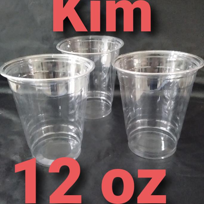 Mantap Cup Plastik Tebal Bening/Gelas Plastik 12 Oz+Tutup Datar/Isi 50 Pcs Terbatas