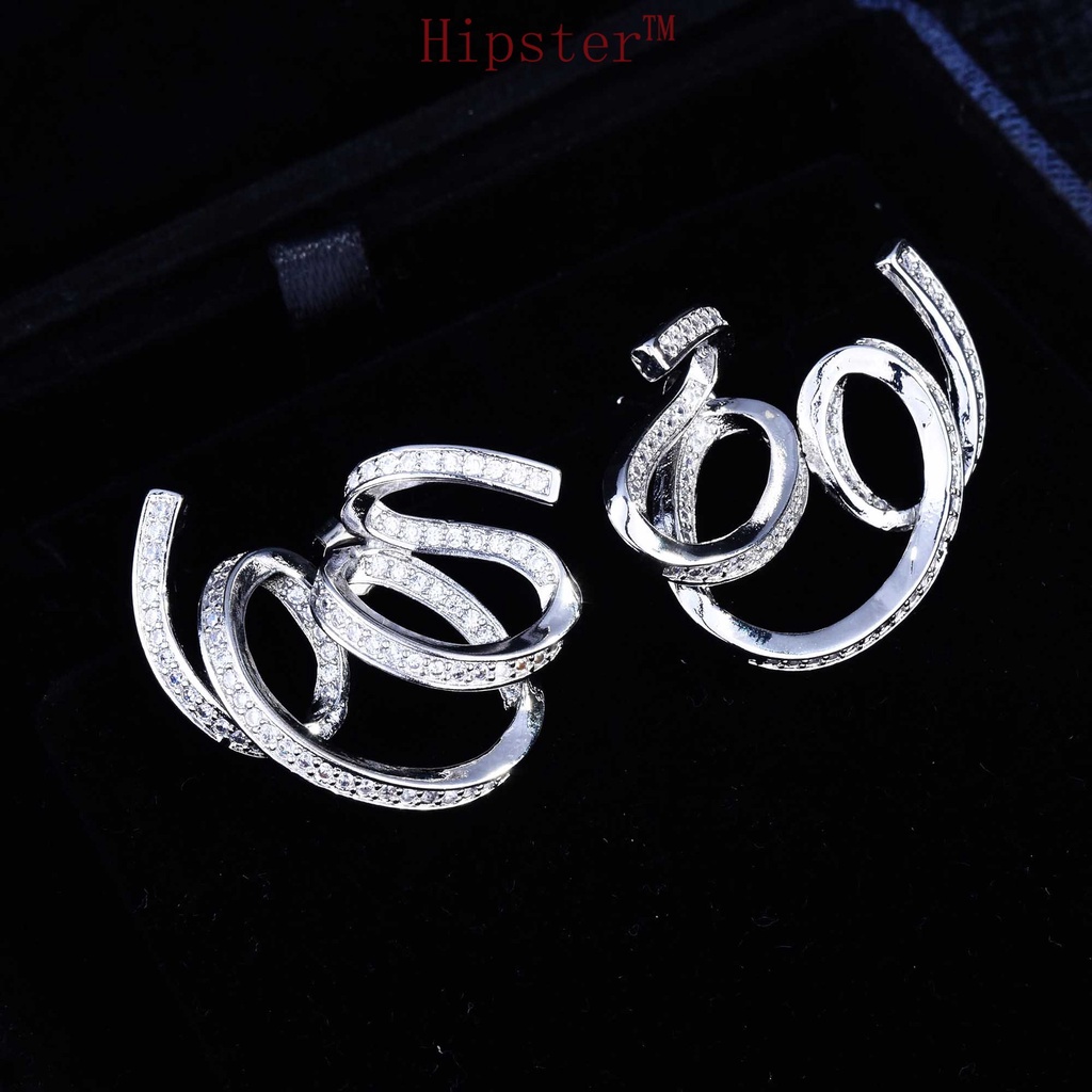 Trendy Same Style Hot Sale Micro Personality Ins Style Full Diamond Winding Ear Studs