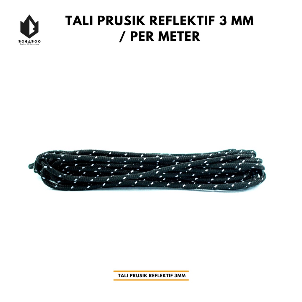 (COD AJA) TALi PERUSIK REFLEKTIF 3 MM - tali prusik reflective - tali perusik nyala - tali tenda outdoor REFLEKTIP 1 METER