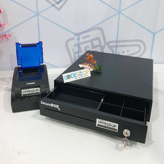 Mesin Kasir Sudah Paket Laci mini uang + Printer Thermal (USB+Bluetooth)