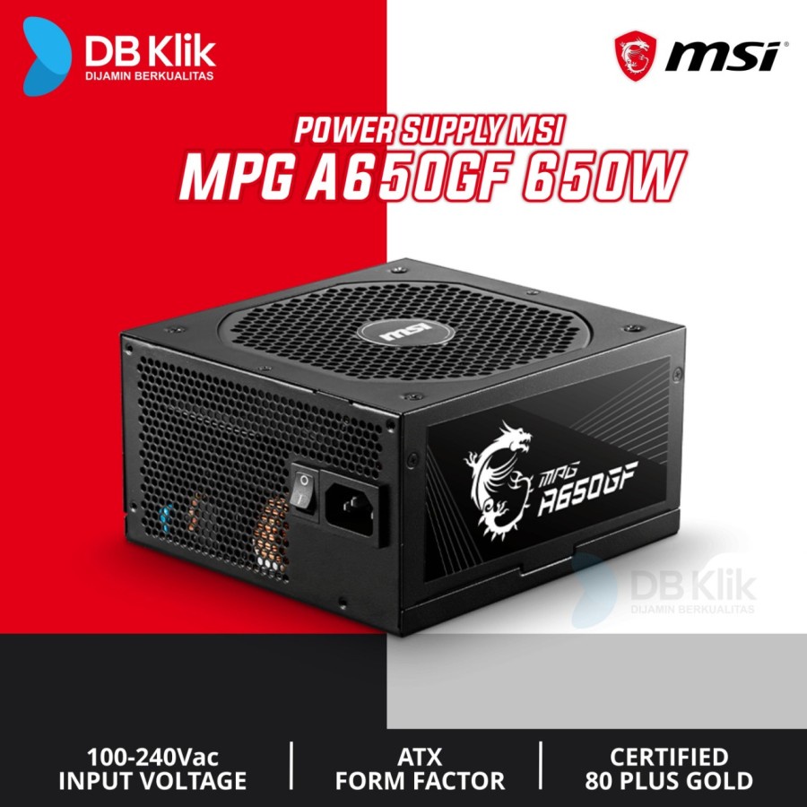 Power Supply MSI MPG A650GF 650 Watt 80+ Gold- PSU MSI MPG A650GF 650W