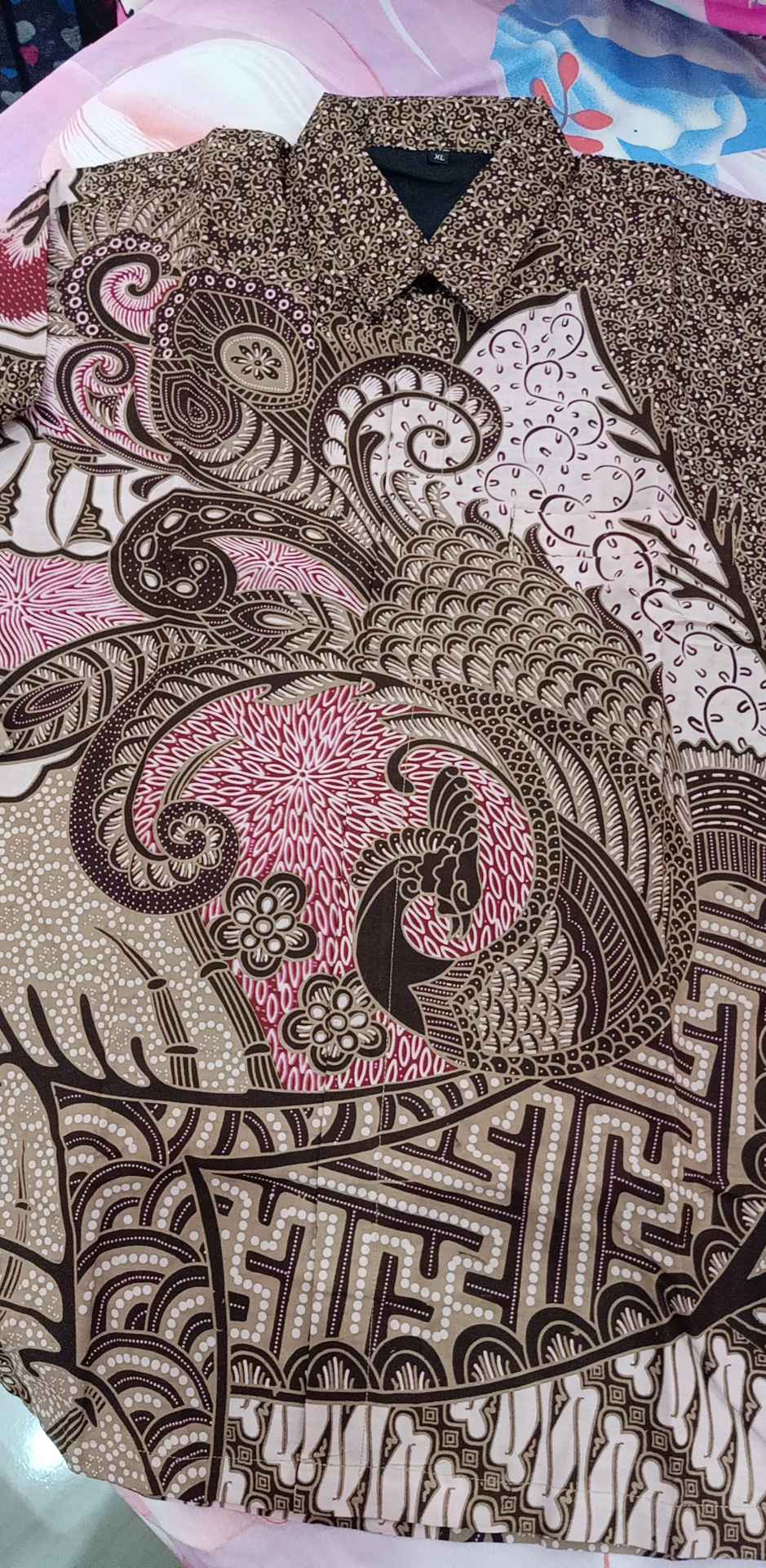 Minulya Ndolop Pink Kemeja Batik Pria Lengan Panjang Lapis Furing