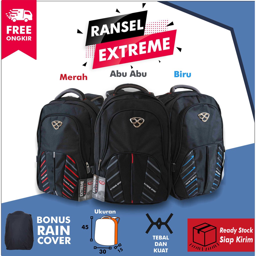 Tas Ransel Extreme Distro Sekolah Cowok Pria SMP SMA Backpack Laptop Kerja Kuliah Multifungsi Keren