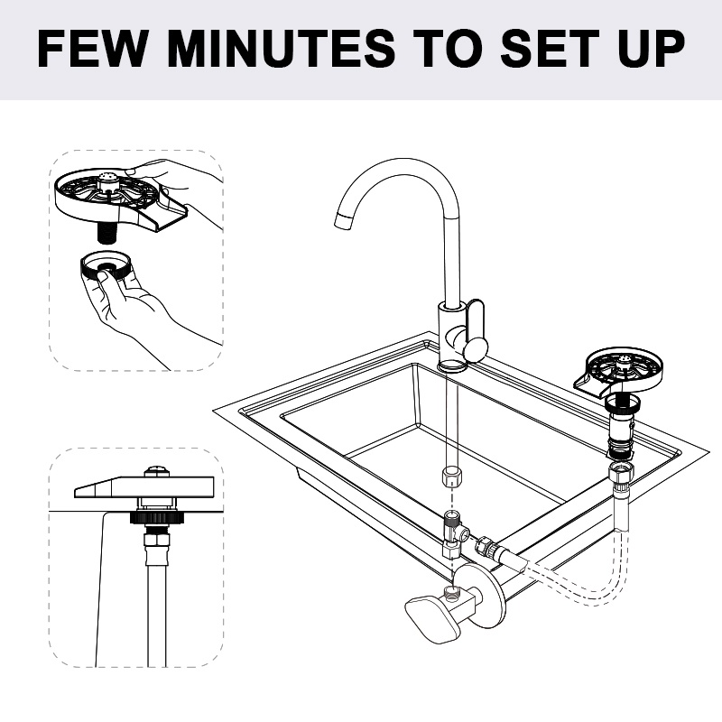 Faucet Glass Rinser Alat Pembersih Gelas Otomatis Serbaguna Mudah Dipasang Untuk Dapur