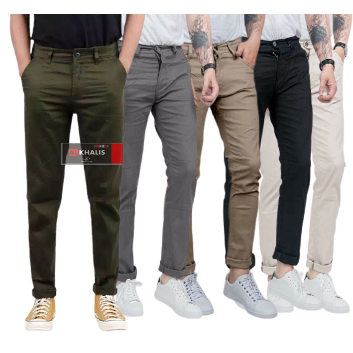 CELANA PRIA CHINO Slim fit Panjang Kerja kantor Santai Liburan Cowok Gentleman Boy Skinnyhtytth