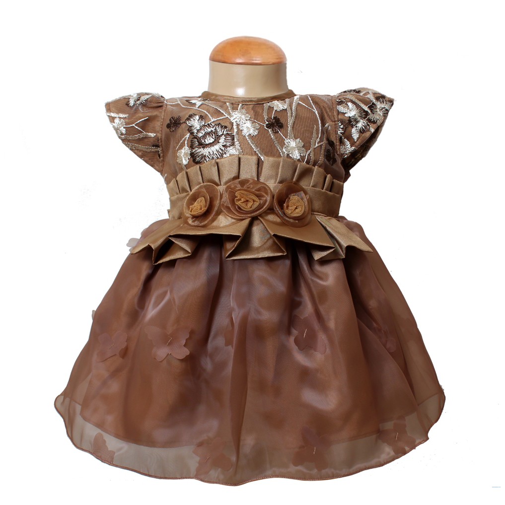 Dress Kids Jeni ABU/Pakaian Anak Modern/Baju Anak  Bayi Brukat Organza/Baju Pesta Anak Realpict/ Brukat