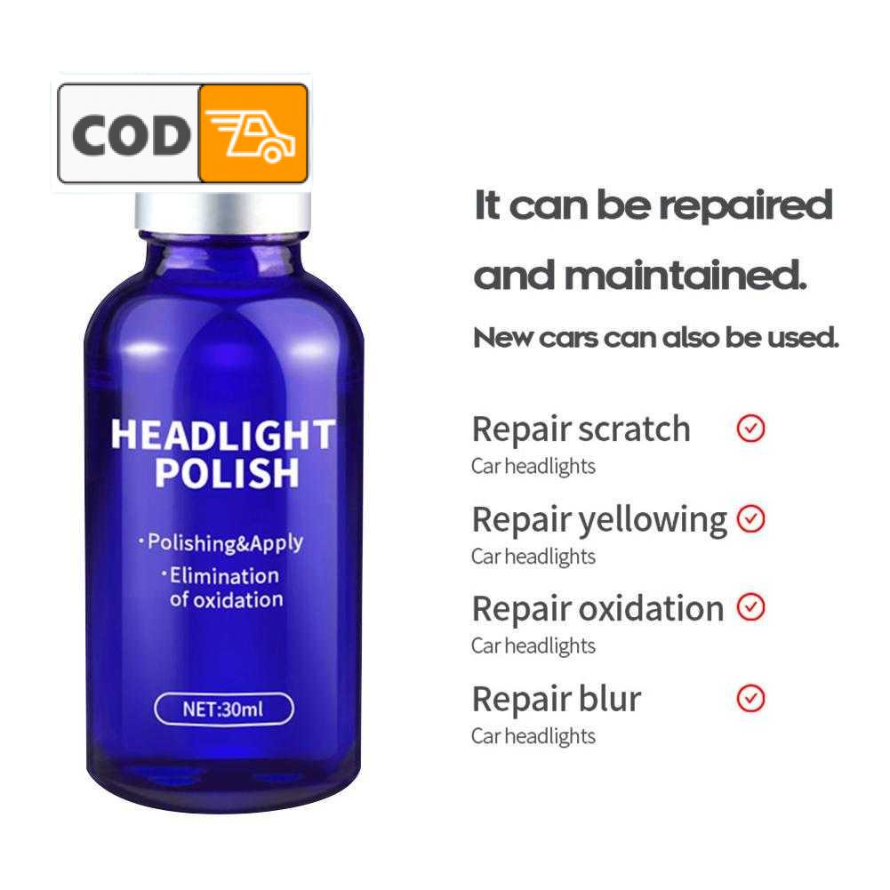 [BISA COD] Cairan Pemutih Kaca Lampu Mobil Buram Kuning Pembersih Anti Gores Headlight Headlamp Instan Repair Headlight Polish 30ml