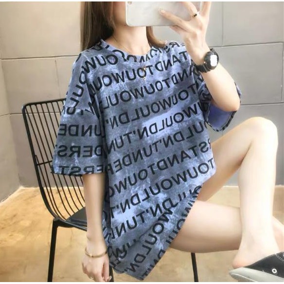 Oversize Tee Tshirt   Wanita Model Longgar Motif Ombre Would Understand