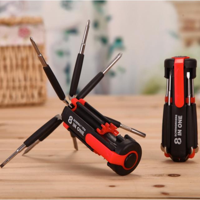 Set Obeng 8 in 1 Multi Screwdriver Tools - Obeng Senter Multifungsi