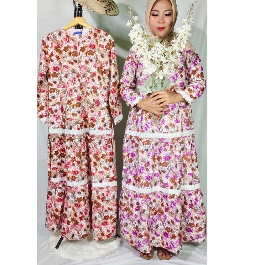 GAMIS MOTIF BUNGA MURAH | GAMIS MUSLIM PREMIUM | GAMIS ADEM | DRESS MUSLIM