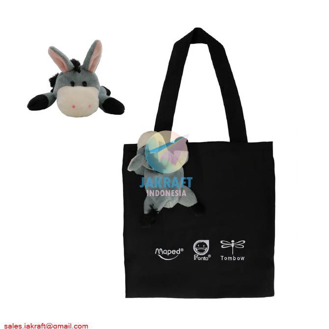 BONEKA TOTE BAG SHOPPING BAG KAIN TEBAL LIPAT TAS BELANJA MAPED LUCU - UNGU