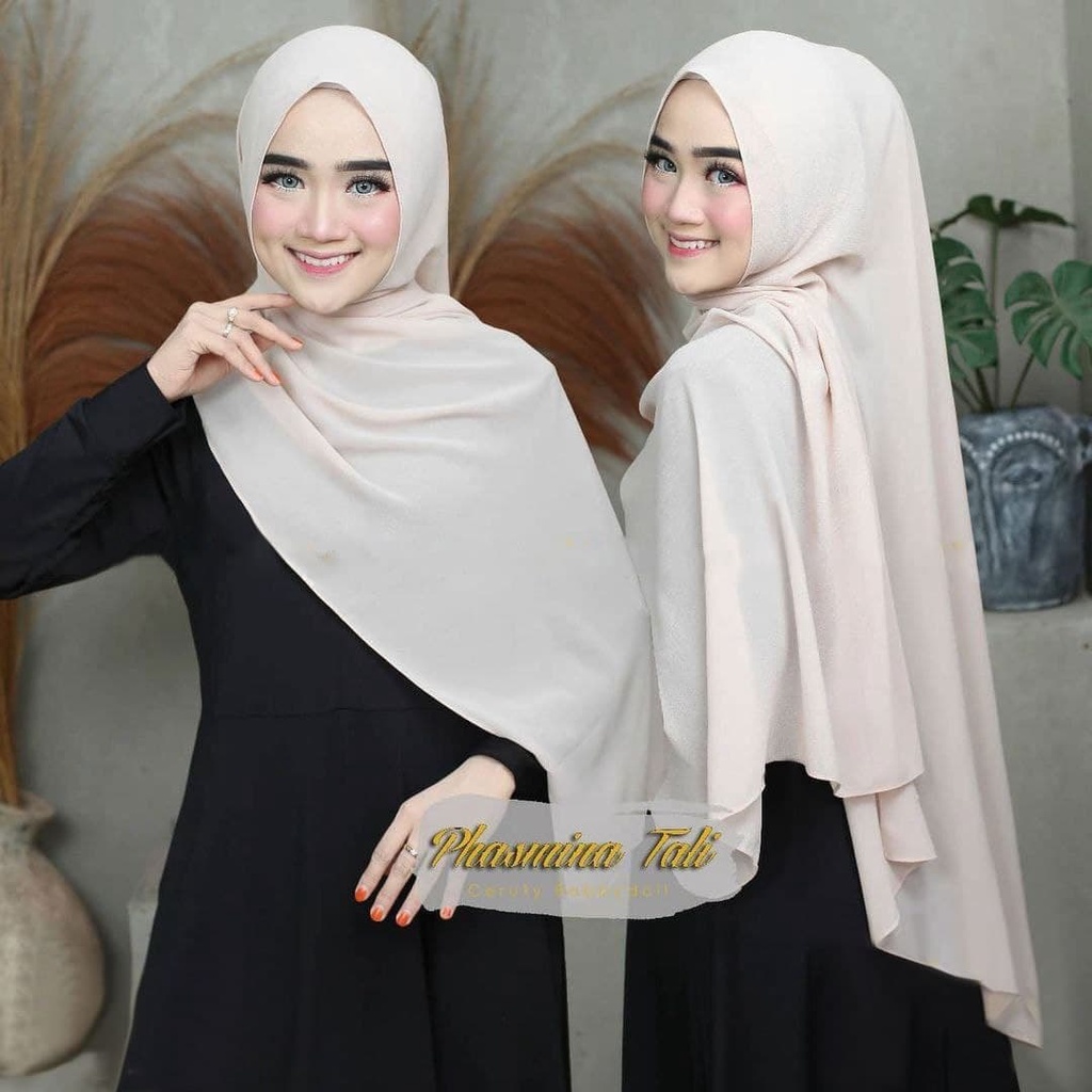 Pashmina Instan Tali Ceruty Premium / pasmina Crinkle / Kerudung Jumbo