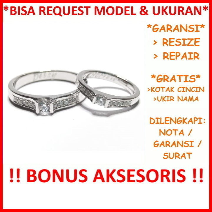 Gratis Ukir Nama Garansi Silver Asli Bisa Pesan Model Cincin Couple Perak Tunangan Mas Kawin Id619