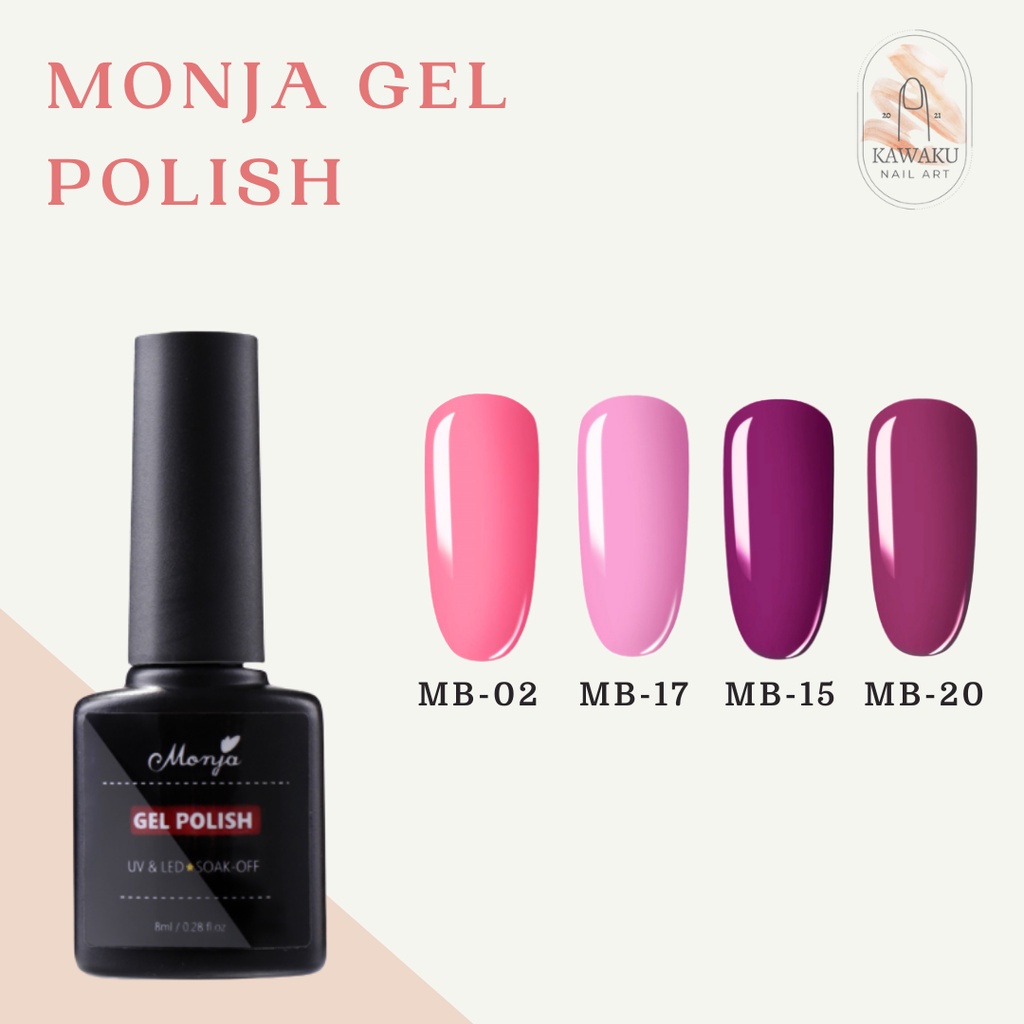 Monja 8 ML 30 Colors Plastic Bottle Pure Color UV LED Nail Gel Polish