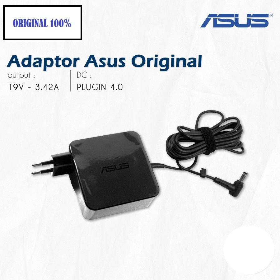 Adaptor Original Asus 19V - 3.42A Plug In DC 4.0*1.35 mm