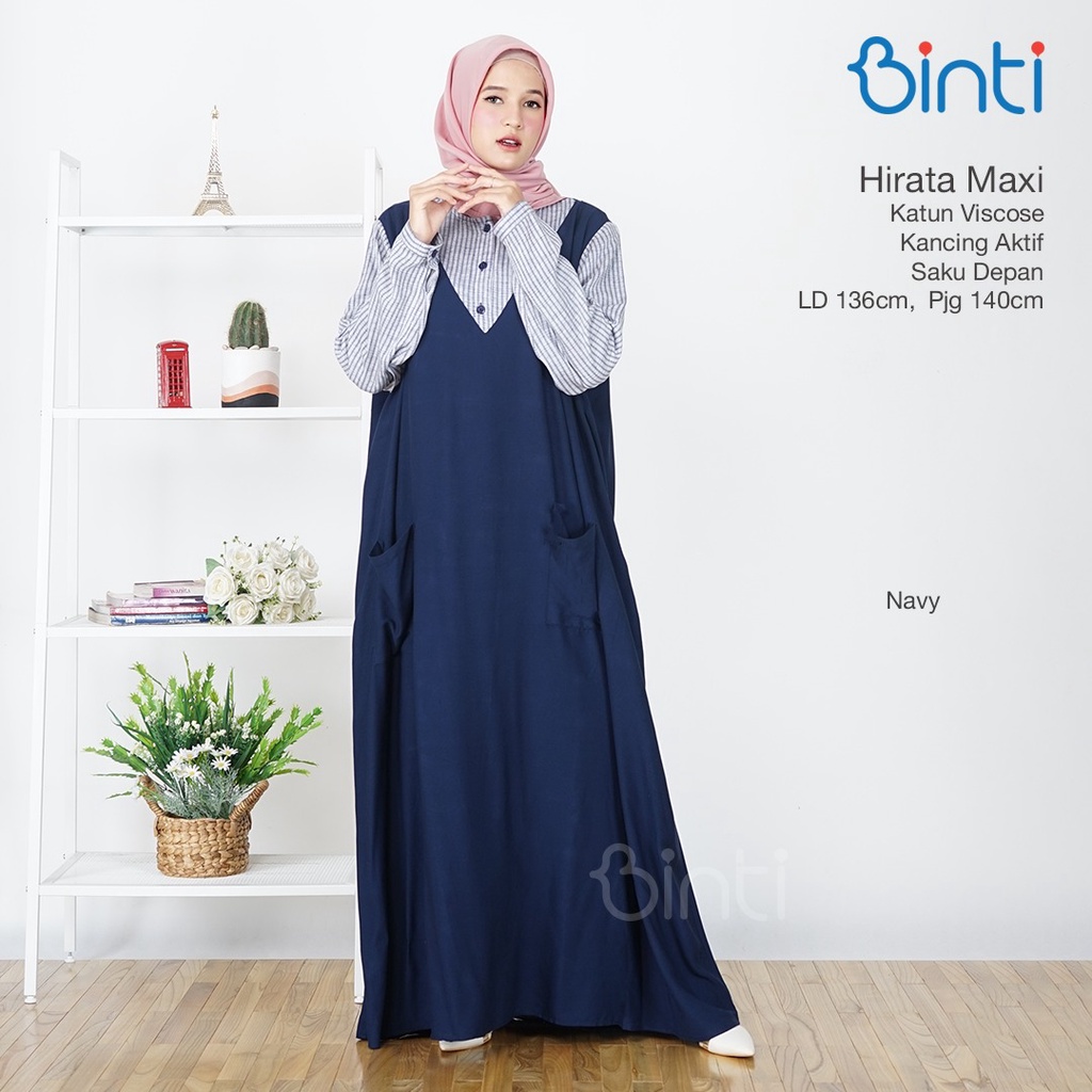 Gamis jumbo LD 135 motif kotak dress muslim terbaru big size katun viscose ORI Binti | Messy Hirata-5