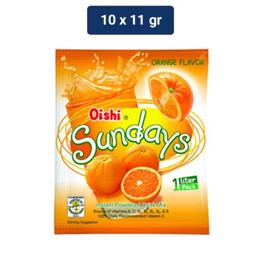 Oishi Sundays Powder Drink Rasa Orange 10 x 11 gr