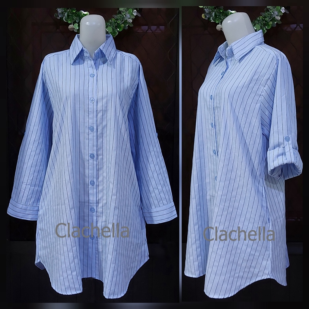 FB Shop Baju Tunik Kemeja Motif Salur, Baju Atasan Wanita T728021