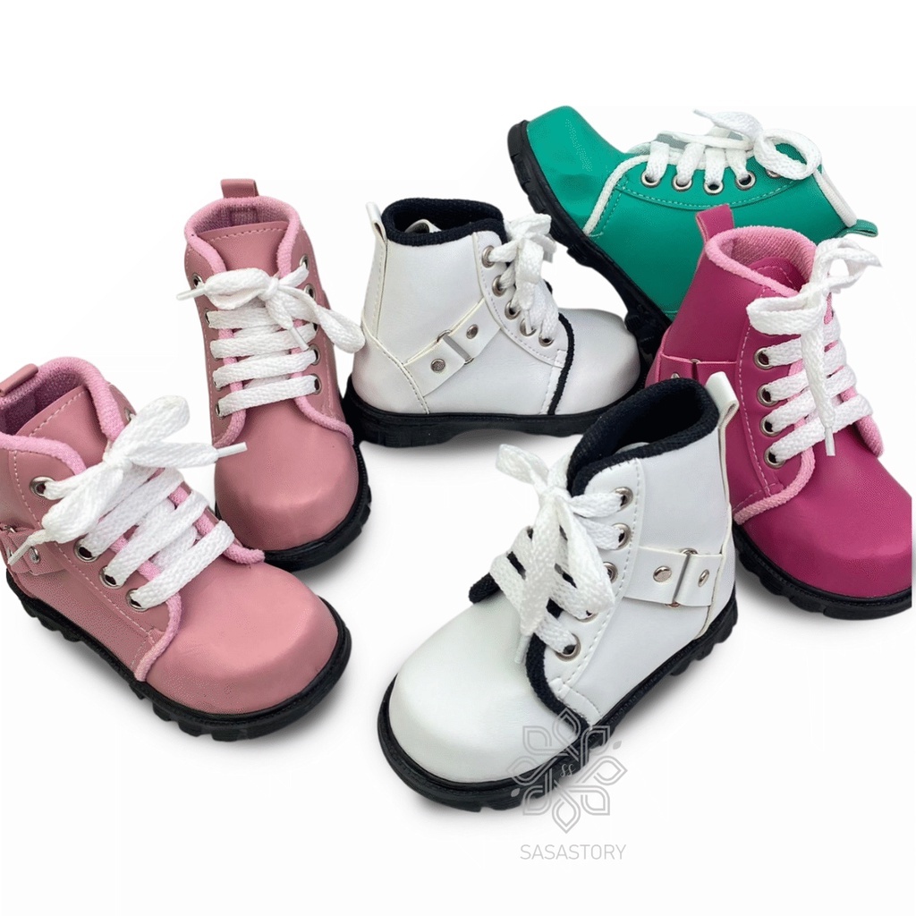 Sasastory Sepatu Boots Anak Perempuan 1 2 3 Tahun Sepatu Boot Anak Laki Laki Sepatu Boot Putih Sepatu Boot Anak BA07