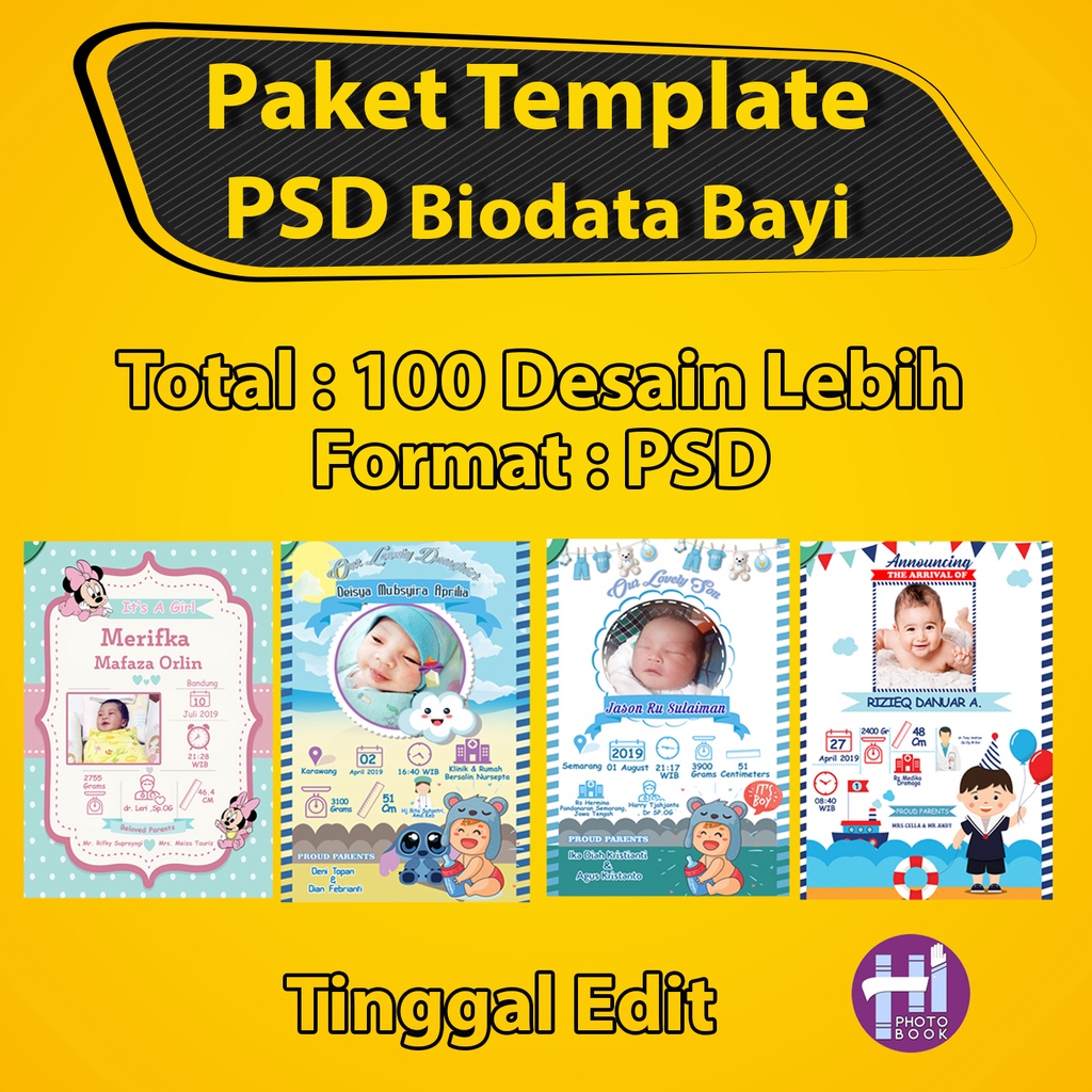 Paket Template PSD Desain BIODATA BAYI Lebih dari 100 Desain
