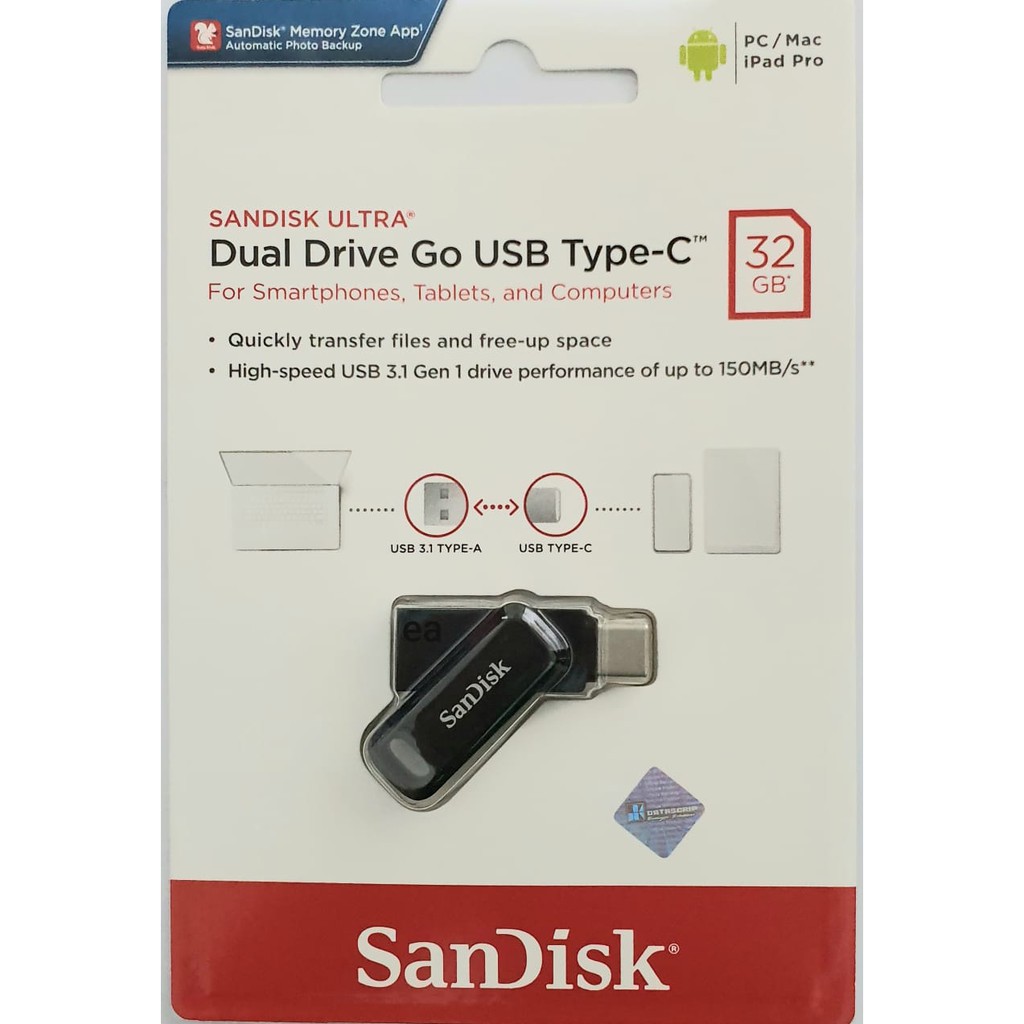 SanDisk Ultra Dual Drive Go USB Type C Flashdisk 32GB (Sdddc3 32Gb)