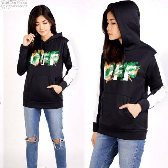 damai fashion jakarta - SWEATER jaket hoodie wanita FLOWER OFF - konveksi murah tanah abang