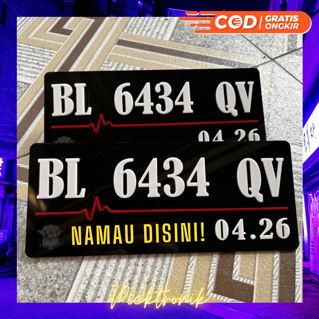 Plat Nomor Motor Akrilik Tulisan Timbul / Plat Nomor Timbul Aklirik / Plat Nomor Aklirik Motor