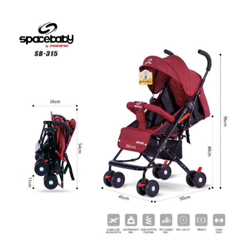 Baby Stroller SPACEBABY Cabin Size