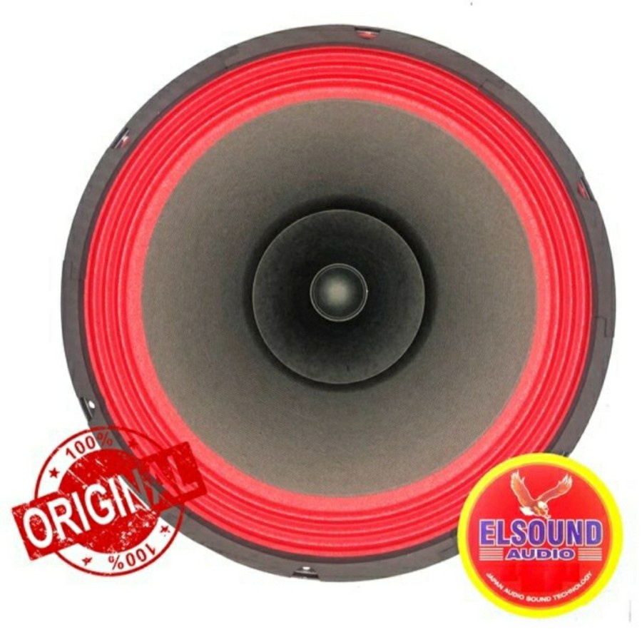 SPEAKER ELSOUND 12 INCH FULL RANGE HITAM DAN MERAH ORIGINAL