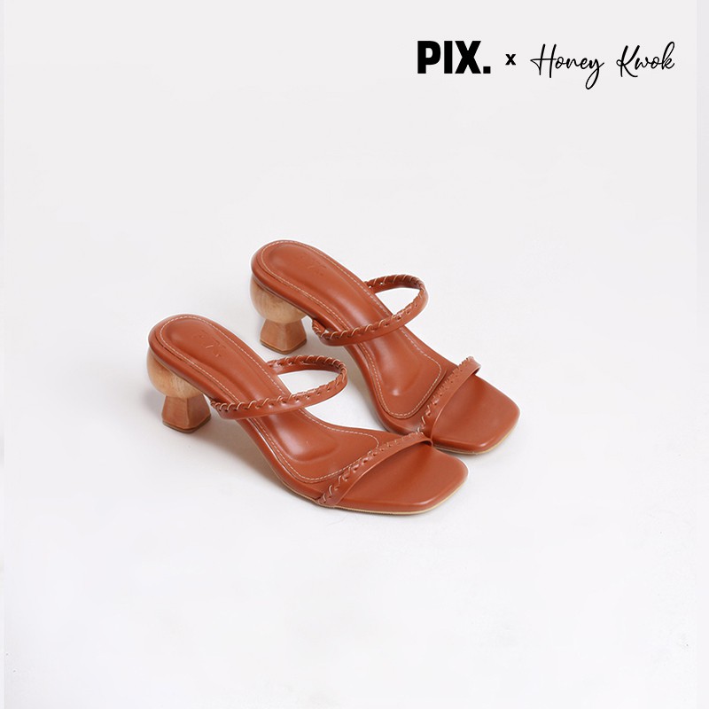 

Pixfootwear x Honeykwk Brown Itaewon Slide Heel Shoes - Sepatu Hak Wanita Brown