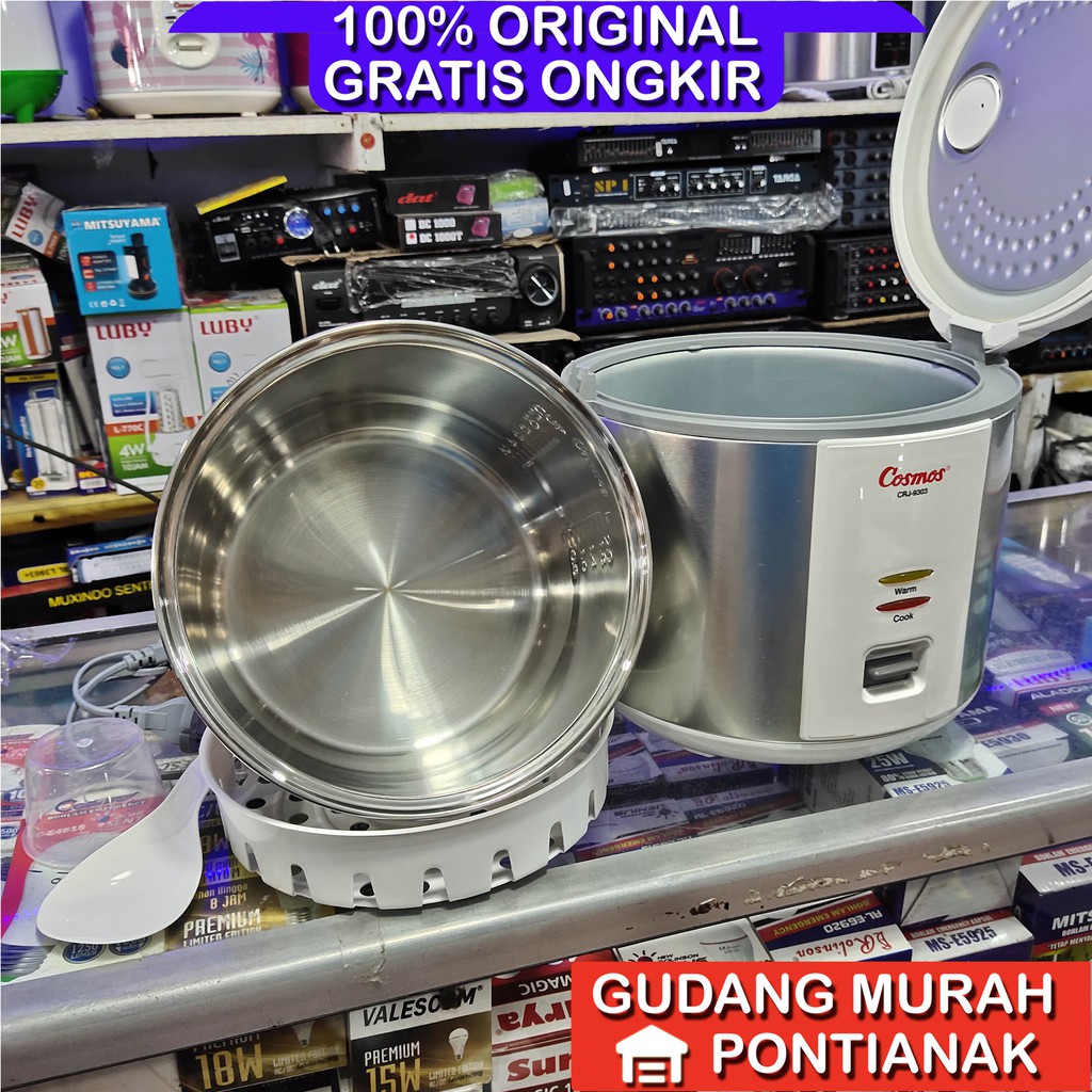 Rice Cooker Cosmos CRJ 9303 Stainles stenles anti karat putih kilat 2liter magicom mejicom