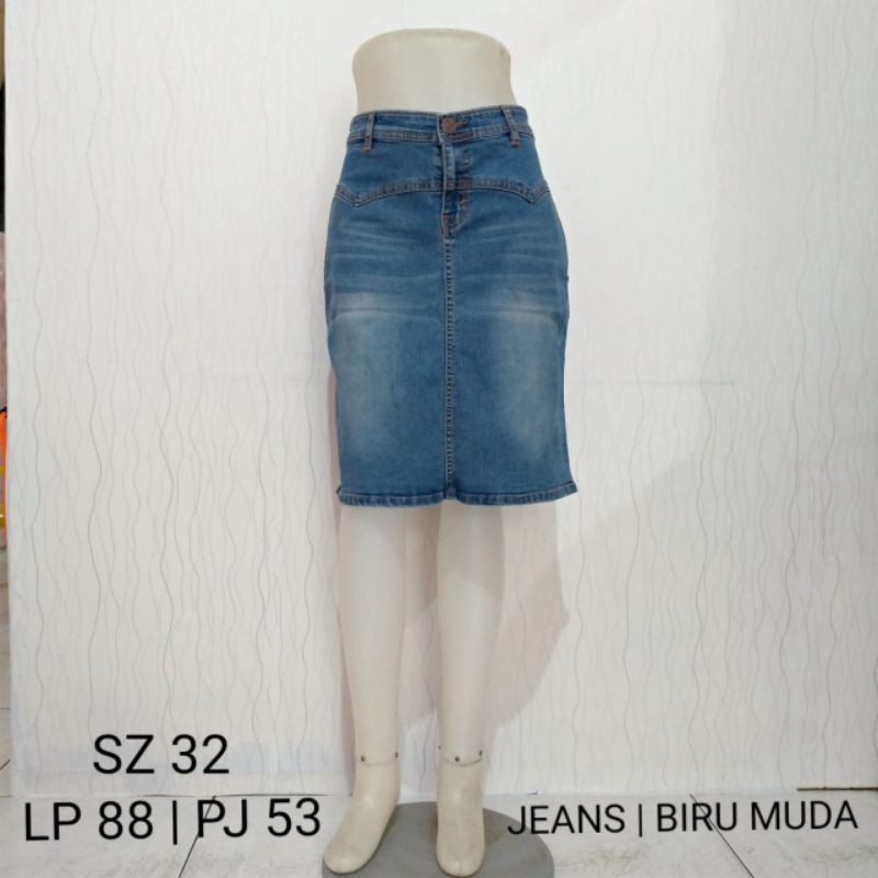 ROK JEANS WANITA PREMIUM / SKIRT JEANS WOMAN JUMBO / MIDI SKIRT DENIM / ROK DENIM TEBAL BIG SIZE
