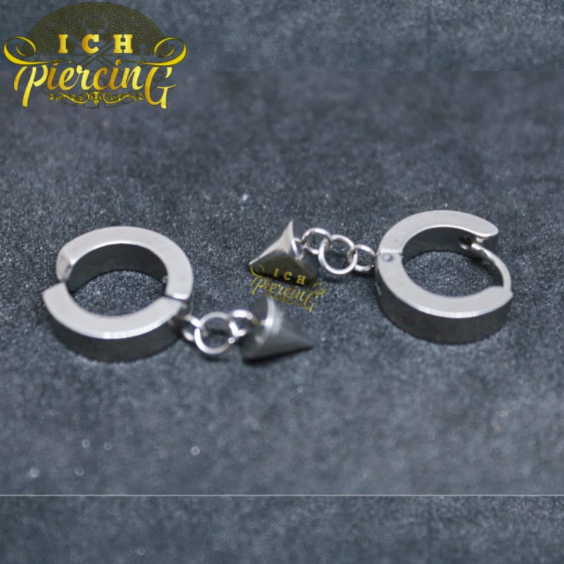 Anting Pria wanita Tindik Dan jepit Model Bandul Titanium steel Anti Karat