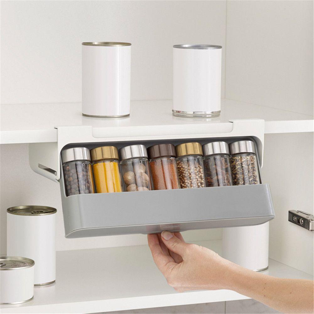 Solighter Spice Organizer Home Kitchen Self-adhesive Under-Shelf Perlengkapan Dapur