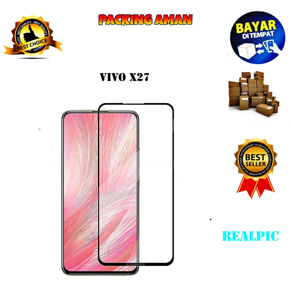 Tempered Glass Vivo X27 Full Cover / Full Screen Protector Anti Gores