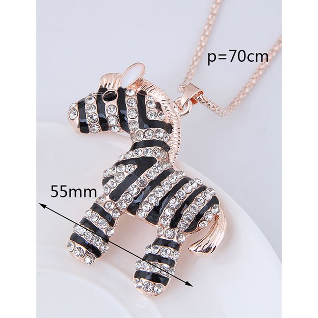 LRC Kalung Fashion Rose Gold Zebra Shape Decorated Necklace