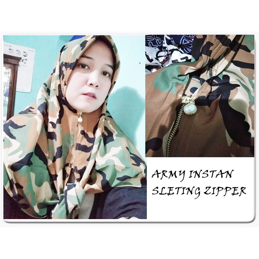 JILBAB ARMY ZIPPER SLETING TNI TENTARA ARMI HIJAB KERUDUNG HOODIE MURAH